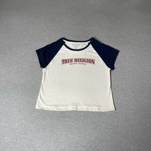 True Religion Women’s Short Sleeve Baseball Baby Tee Top